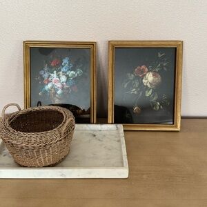 Set of 2 Gold Framed Floral Still Life Art Painting Photo Prints
